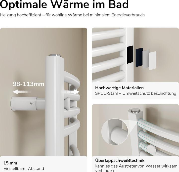 Actual product image Emke Electric Bathroom Radiator, Electric Bathroom heater, White 120x60cm 600W (600 W)