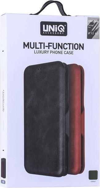 Produktbild UNIQ Accessory Book-Case Handyhülle Apple iPhone 12/12 Pro Veganes Leder Grün No.108 (Apple iPhone 12, Apple iPhone 12 Pro)