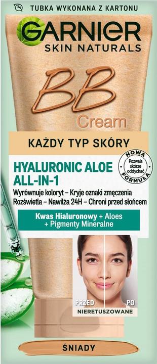 Actual product image Garnier Hyaluronic Aloe All-In-1 BB Cream nawilżający krem BB do każdego typu skóry Śniady 50ml (MEDIUM, Tan, 50 ml)