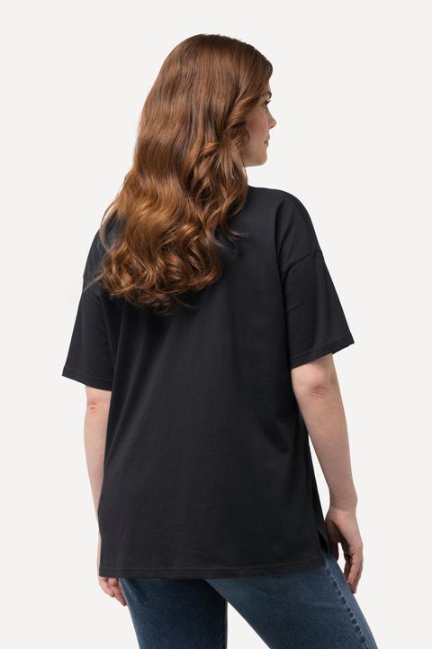 Immagine prodotto Ulla Popken T-shirt dal taglio oversize con scritta in spugna, scollo a girocollo e mezze maniche (42, 44)