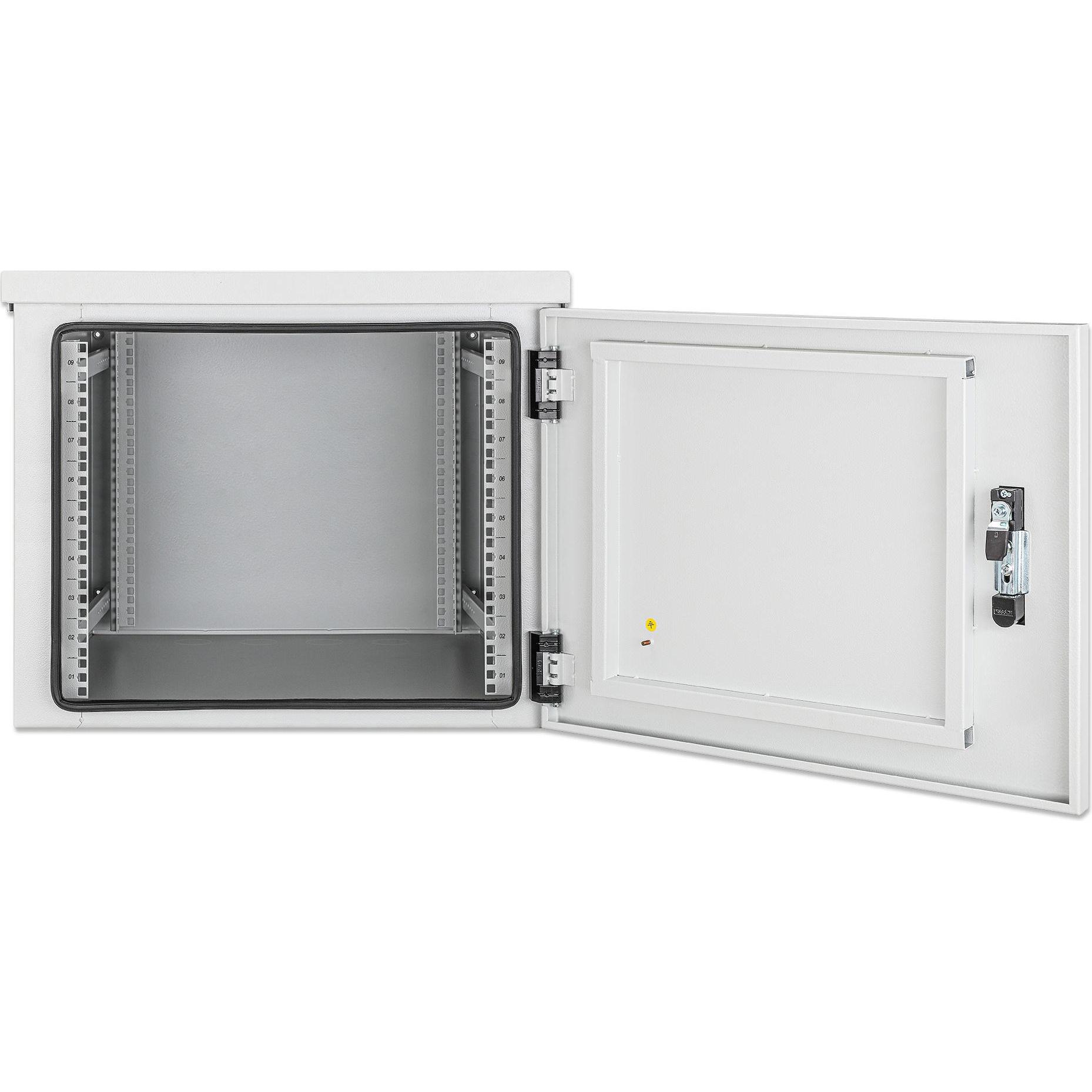 Intellinet Industrieller IP55 19" Wandverteiler mit integrierten Lüftern, 9 HE (9 HE, 19 Zoll Rack), Serverschrank, Grau