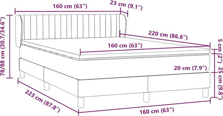 Produktbild vidaXL Boxspringbett (160 x 220 cm)