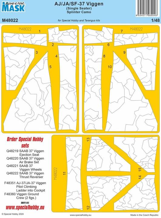 Nutritional values and ingredients Special Hobby AJ/JA/SF-37 Viggen (Single Seater) Splinter Camo MASK