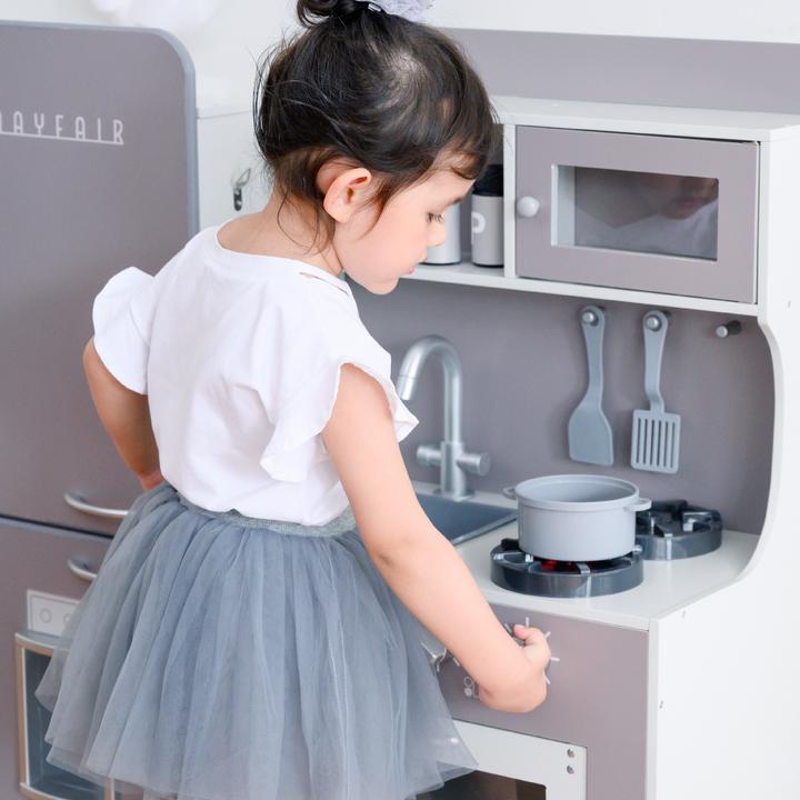 Produktbild Teamson Kids Mayfair Kids Wooden Play Kitchen & 11 Accessoires Grau TD-13302c