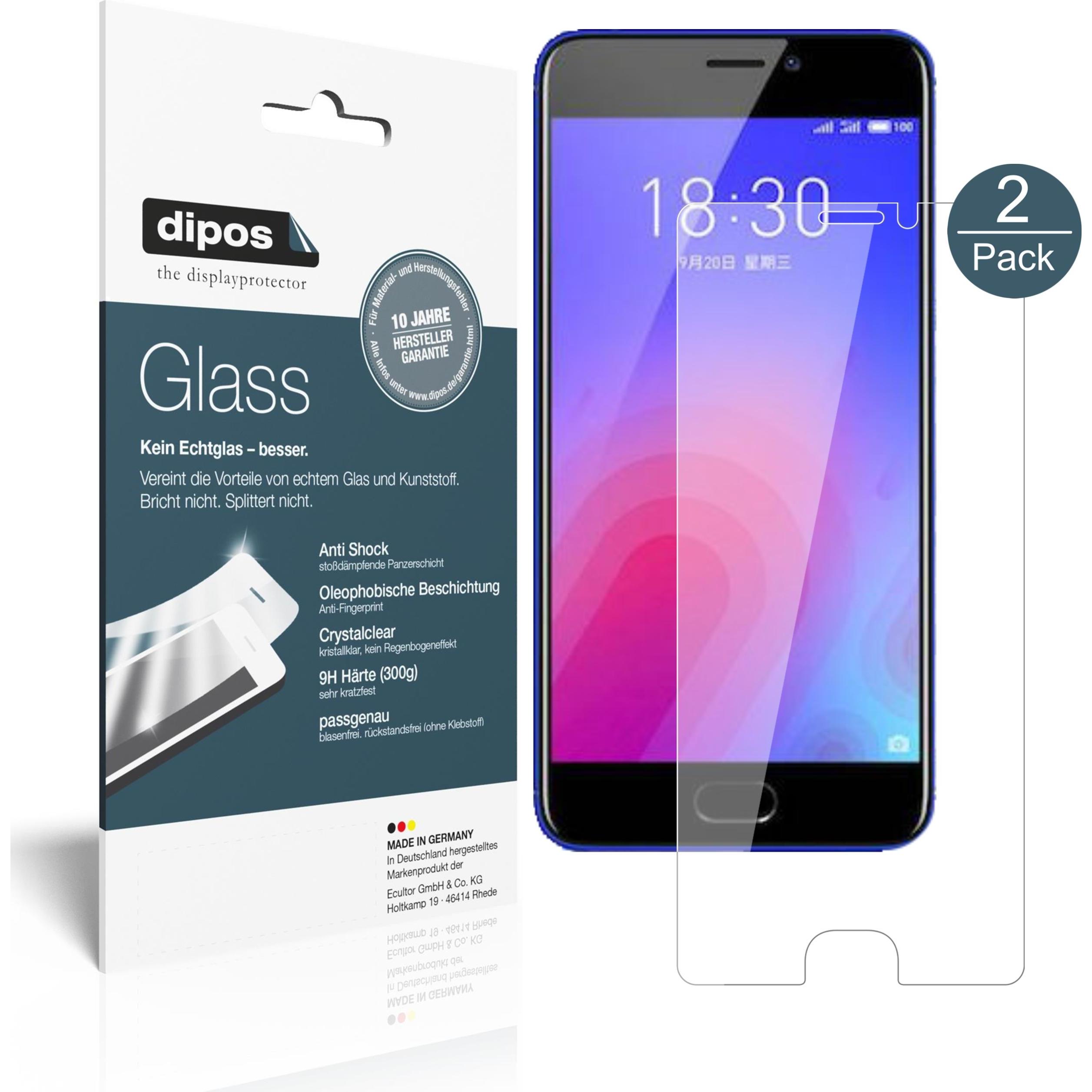 Dipos Displayschutz Anti-Shock (2 Stück, Meizu M6), Smartphone Schutzfolie, Transparent