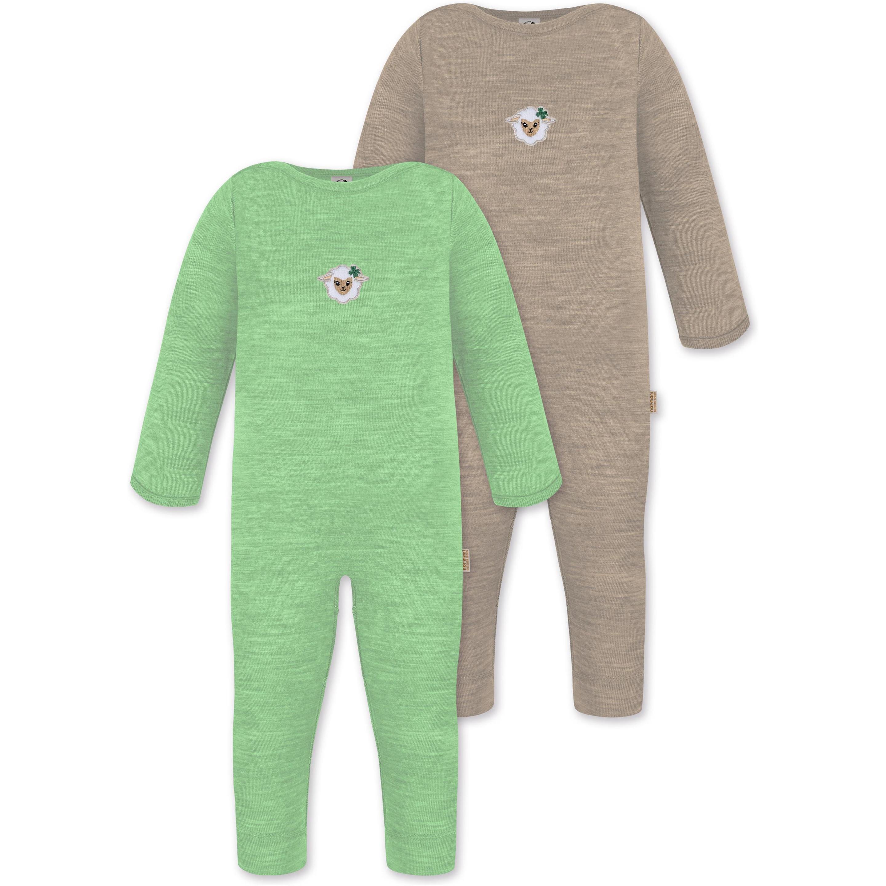 Thumbnail - Normani, Herren, Strampler, 2er Pack Baby Merino Strampler „Tangoio" - 9595, Beige, (80)