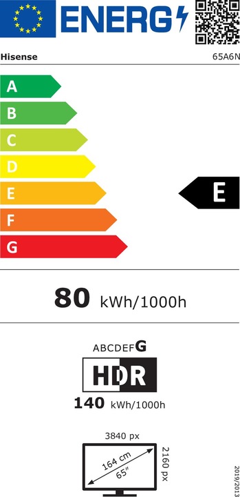 Energie-Label Hisense TV 65A6N (65", LED, 4K, 2024)