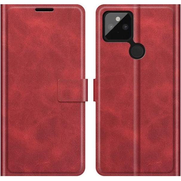 MU Classic Classic II Leder Bookcover Series (Google Pixel 5a), Smartphone Hülle, Rot