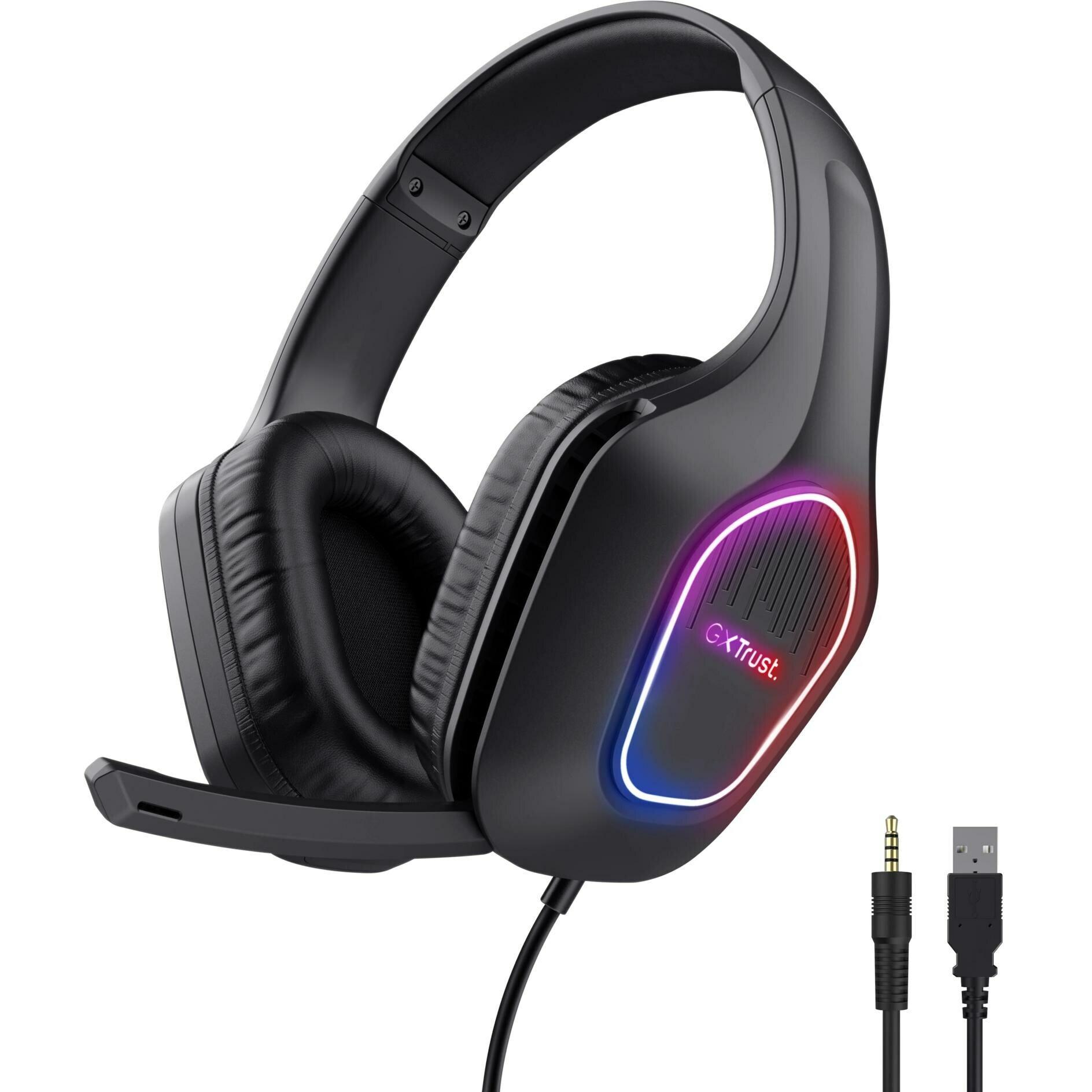 Trust Gxt416 Zirox LED Headset Blk (Kabelgebunden), Gaming Headset, Schwarz