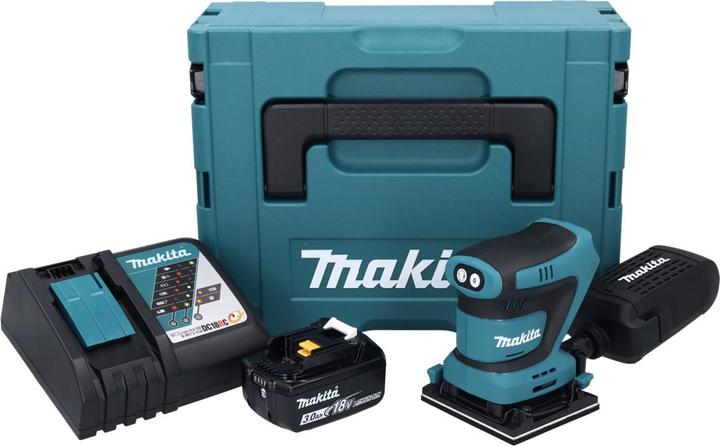Produktbild Makita DBO 481 RF1J Akku Schwingschleifer 18 V 112 x 102 mm + 1x Akku 3,0 Ah + Ladegerät + Makpac (Exzenterschleifer)
