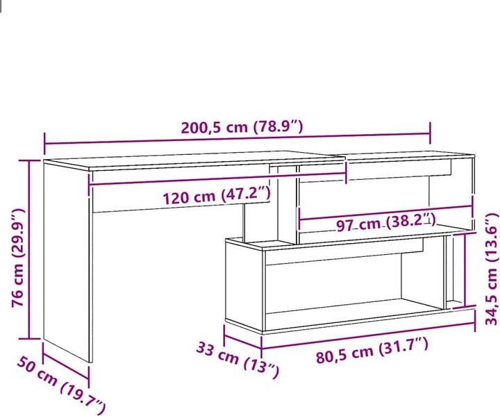 Image du produit vidaXL Eckschreibtisch (50 x 50 x 76 cm)