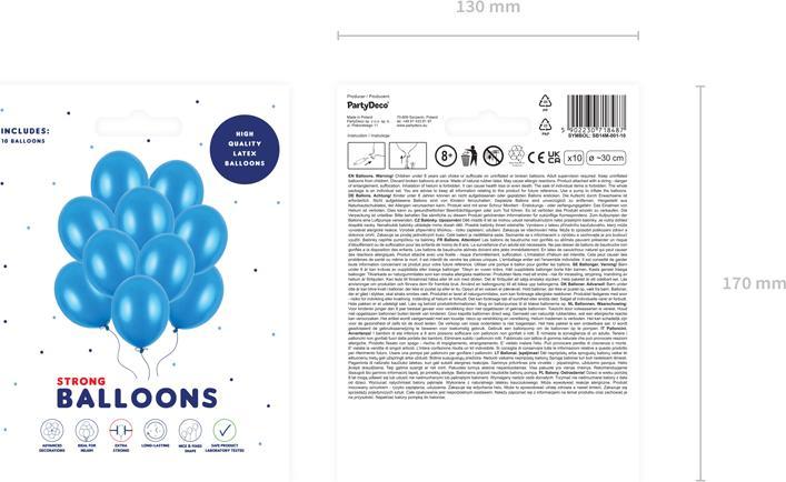 Actual product image Partydeco Balloons Bleu Métallisé 30cm (10pcs) (10x)