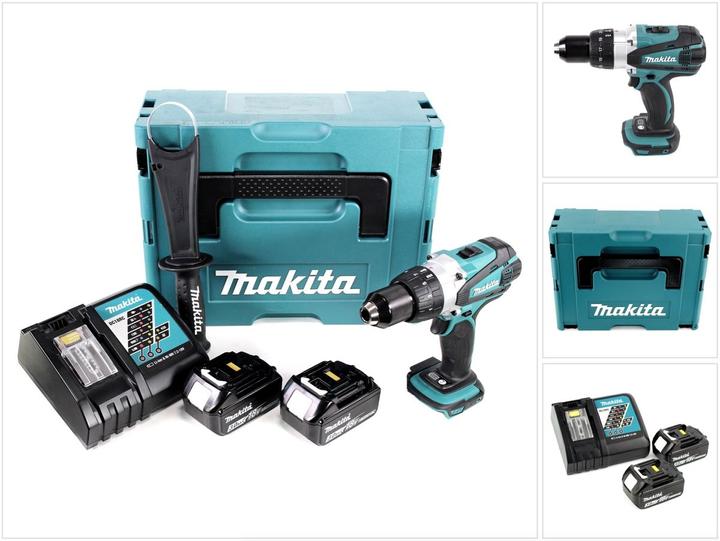 Produktbild Makita DDF 458 RFJ 18V Akku Bohrschrauber 91 Nm im Makpac mit 2x 3,0 Ah Akku und Ladegerät