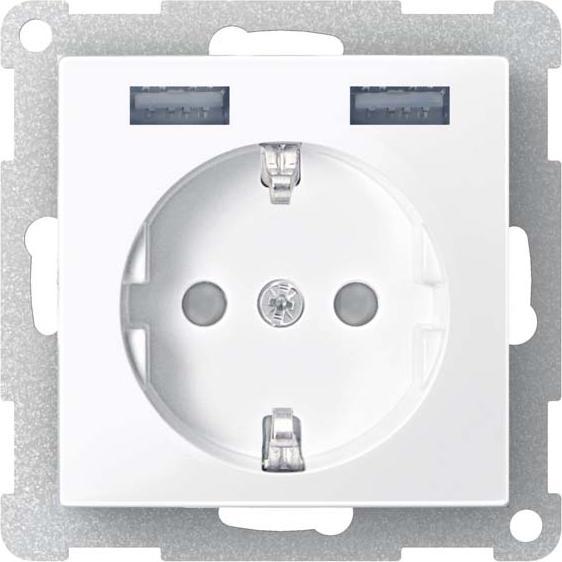 Actual product image Merten Schuko socket outlet MEG2366-0414 w.USB charger anthracite
