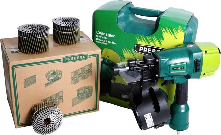 Produktbild Prebena 8XR-CNW90 Coilnagler Druckluftnagler im Transportkoffer + CNW31/90BKRI Coilnägel