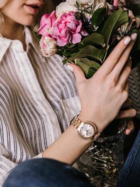 Actual product image Bulova Rubaiyat 98R248 Horloge - Staal - Roskleurig - 35 mm (Analogue wristwatch, 35 mm)