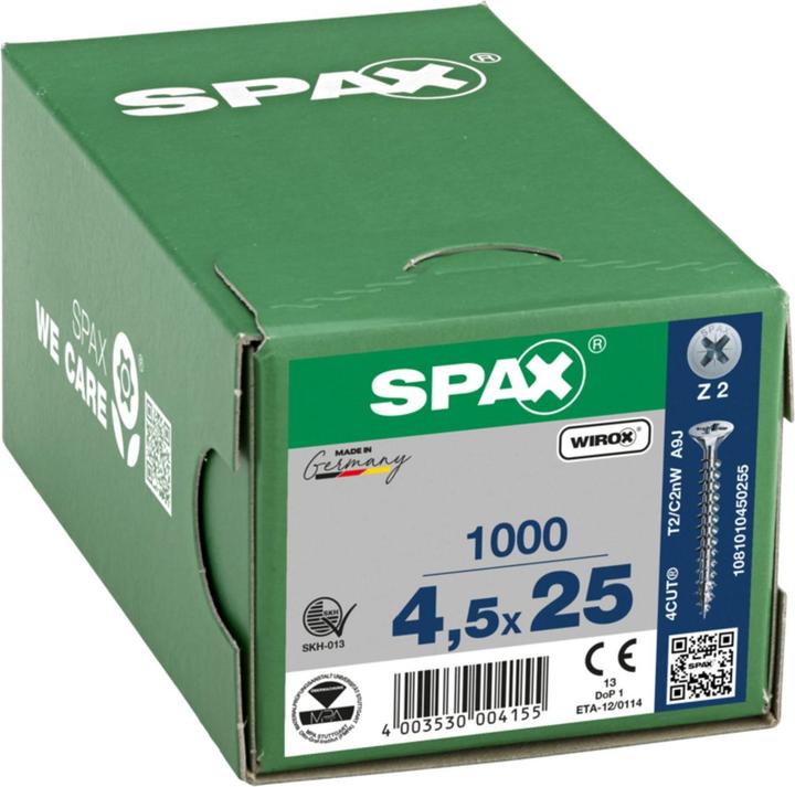 Actual product image Spax Senkmultikopf Kreuzschlitz Z2 Vollgewinde Wirox (1000 Screws per piece, 4.5 x 25 mm)