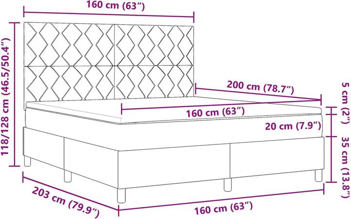 Produktbild vidaXL Boxspringbett (160 x 200 cm)