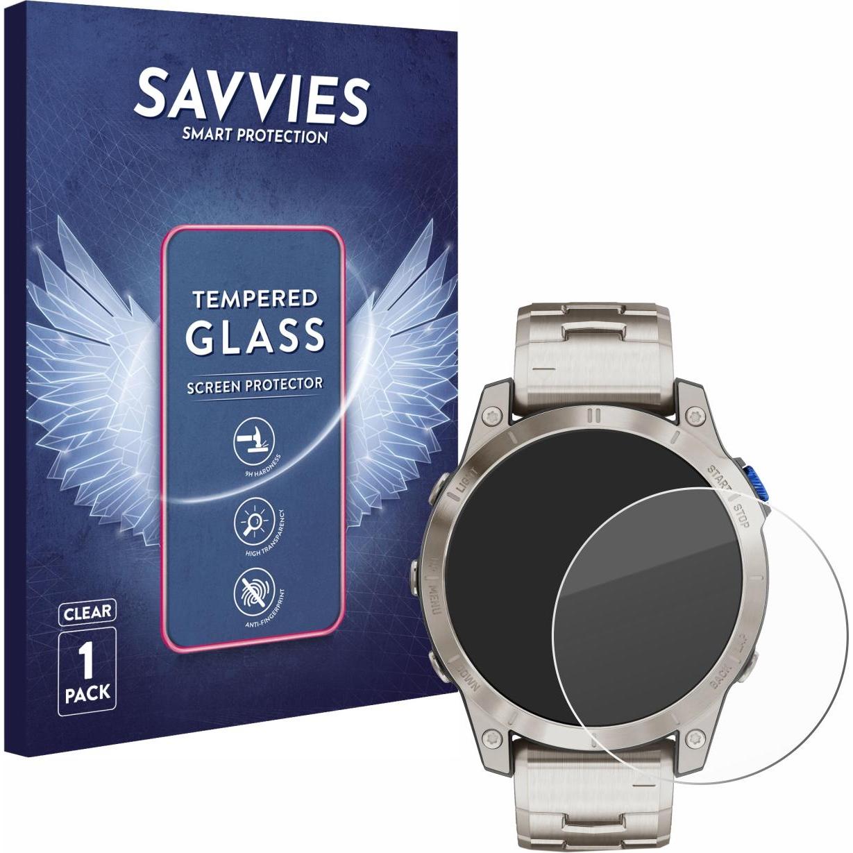 Savvies Panzerglas Hartglas Displayschutz, Smartwatch Schutzfolie, Transparent