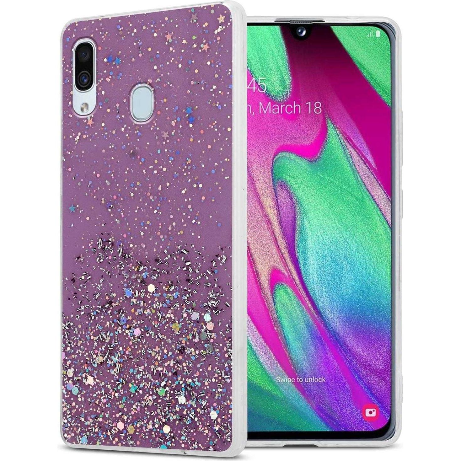 Thumbnail - Cadorabo TPU Cover funkelnder Glitter (Samsung Galaxy A40), Smartphone Hülle, Violett