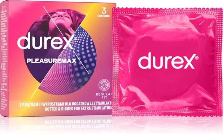 Actual product image Durex Pleasuremax ribbed condoms with tabs 3pcs (3 pcs.)