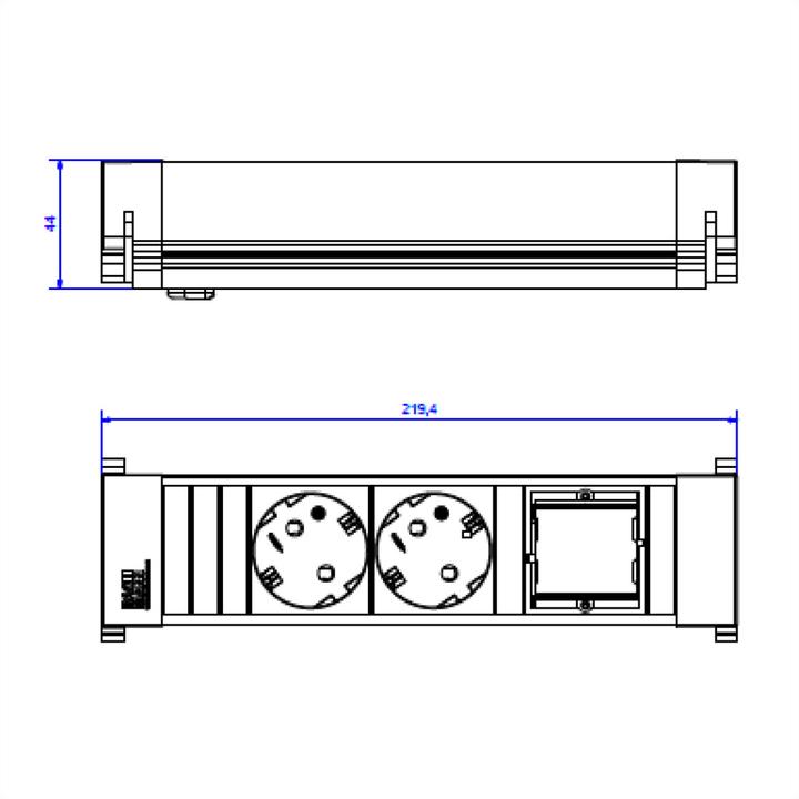 Immagine prodotto Bachmann Bach Power Frame 2xSchuko 1xABD nero (2x, CEE 7/3)