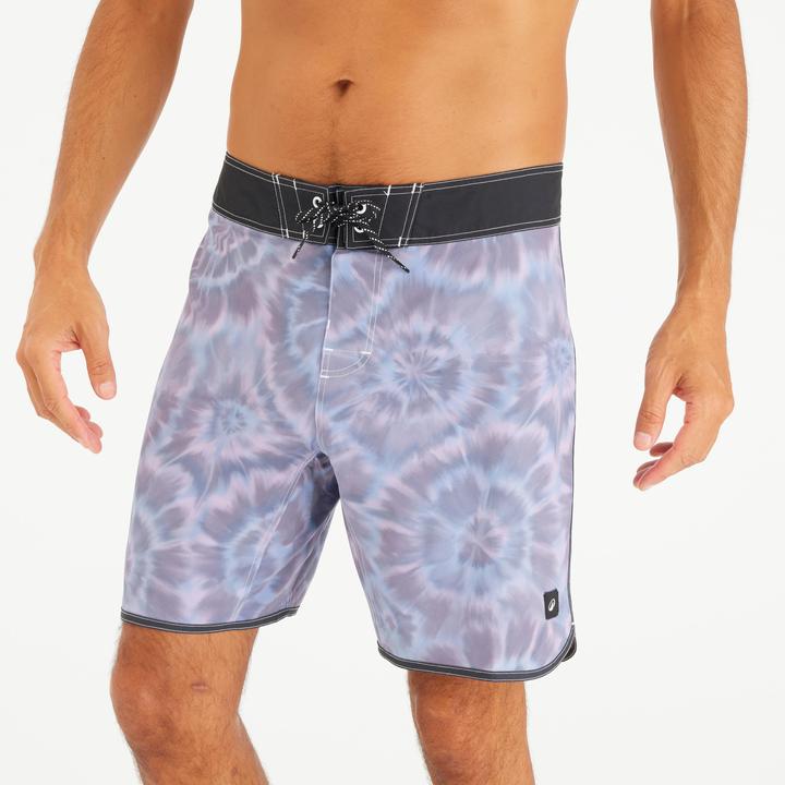 Actual product image Olaian Men's Boardshorts Surf 500 18" Long - Tye & Van Black (44, Frequency band 38 (2600 MHz))