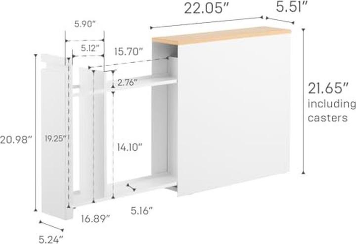 Produktbild Yamazaki Auszieh-Regal mit Holzablage TOWER (14 x 56 x 55 cm)