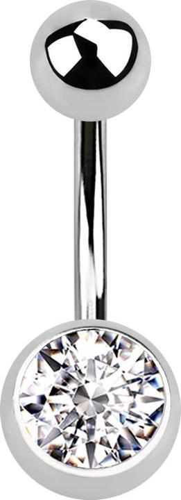 Immagine prodotto Star Piercing Banana d'argento con sfera e cristallo d'argento (senza ottone, Acciaio chirurgico 316L)