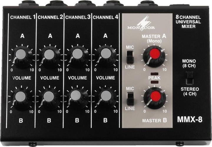 Image du produit Monacor Mélangeur de microphone MMX-8 (Studio et mixeur live)