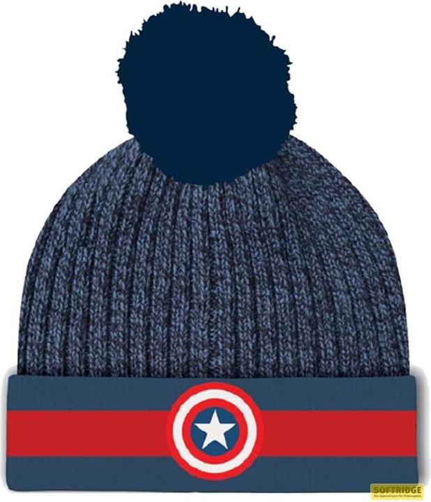 Image du produit Heroes Inc Marvel - Bonnet à pompon Bleu et Rouge Logo de Captain America