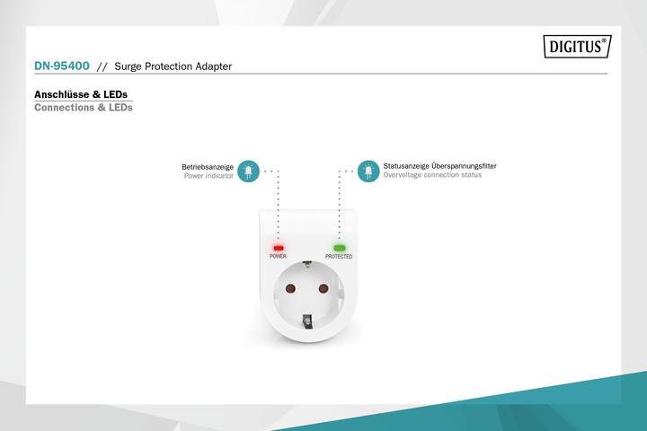 Immagine prodotto Digitus Adattatore di protezione da sovratensione. LED 1xCEE 7/7 TV-GS CE-LVD
