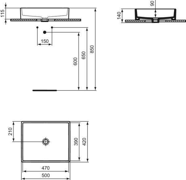 Produktbild Ideal Standard IDS Aufsatzwaschtisch STRADA (420 mm, 500 mm)