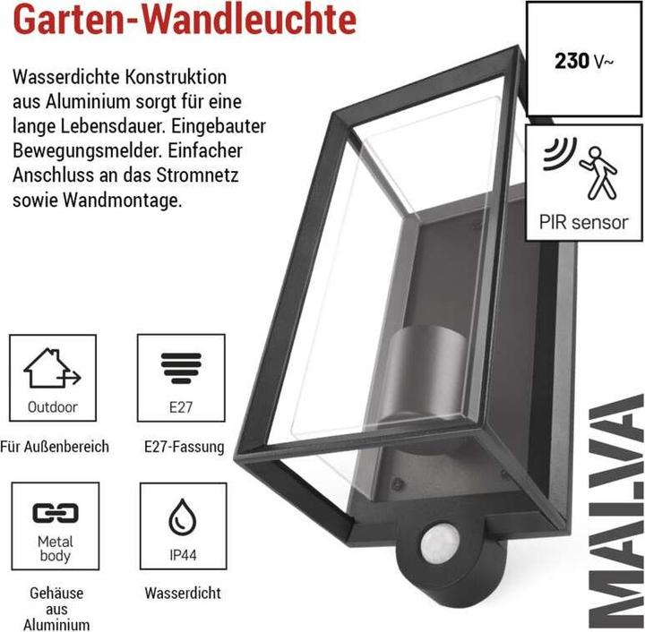 Image du produit Emos LED GARDEN LIGHT,E27,IP44,MAX 15W,WALL MOUNTED (E27, IP44)