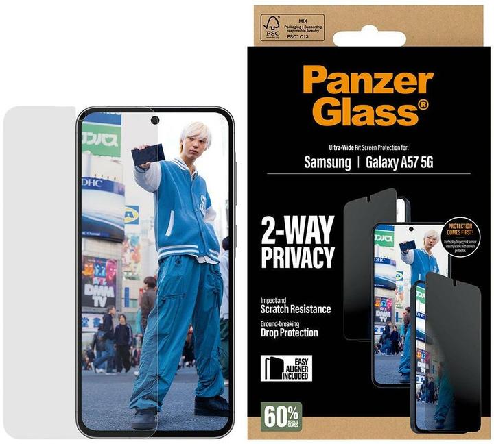 Actual product image PanzerGlass Privacy Displayschutz Samsung Galaxy A57 Ultra-Wide Fit EasyAligner (1 pcs., Samsung Galaxy A57)
