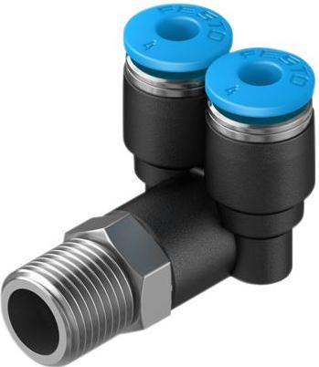 Festo Raccordo a Y, aria compressa, ottone, 41,2 mm, R1/8″, vite di bloccaggio (Connessione a T)