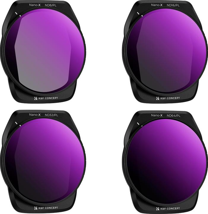 K&F Concept 4pcs Filter Kits, ND8&PL+ND16&PL+ND32&PL+ND64&PL, HD, Anti-Reflection Green Coating, Waterproof and (Drohnen Filter, DJI Air 3s)