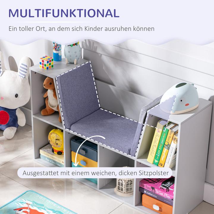 Produktbild Homcom Kinderregal MDF, Polyester Grau (30 x 103 x 62 cm)