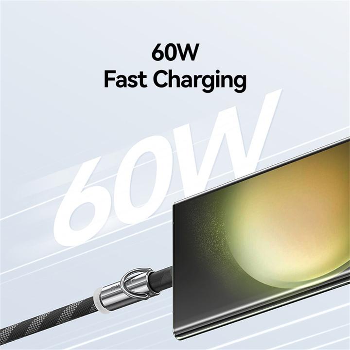 Produktbild Usams Smycz do telefonu z kablem do ładowania SJ745 60W USB-C do USB-C 1.2m czarny (1.20 m, USB 3.2 Gen 1, 60 W)