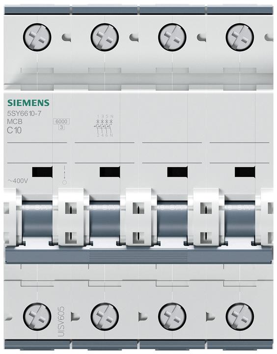 Produktbild Siemens Leitungsschutzschalter UC C 10A 3+N 400V 5SY6610-7