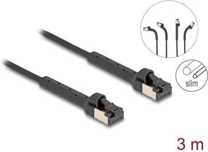 Actual product image Delock RJ45 Slim network cable Cat.6A U/FTP angled black (U/FTP, CAT6a, 3 m)