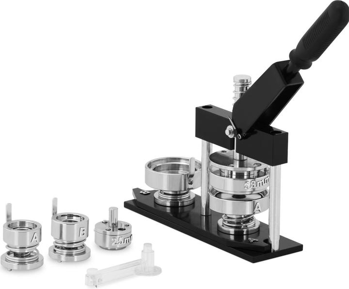 Uniprodo Button Maschine 25 mm 58 mm Buttonmaschine Buttonpresse 100 Buttons 25mm / 58mm