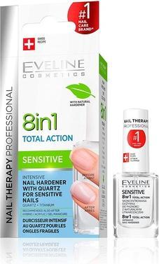 Actual product image Eveline Cosmetics - Sensitive 8 In 1 Total Action Intensive Nail Hardener - Nail Hardener 12 Ml (12 ml)