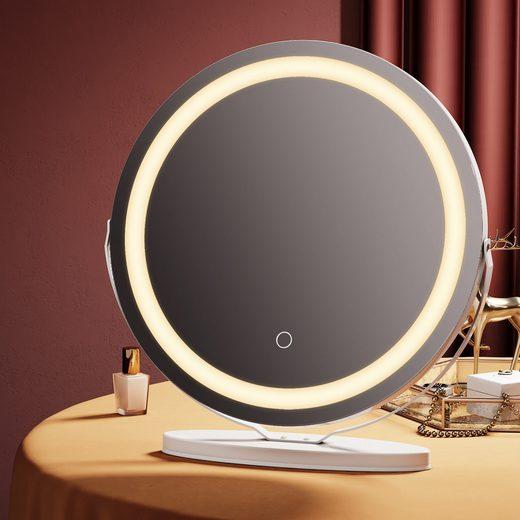 Actual product image Emke Round Illuminated Cosmetic Mirror, 3 Colour Temperatures and Dimmable, 360° Rotatable, 50*52cm, Whit