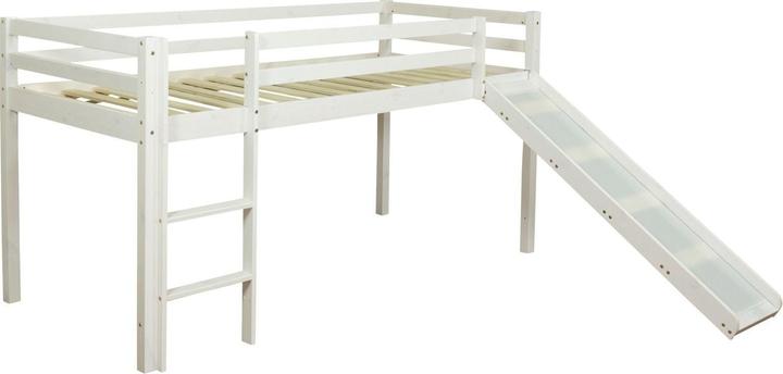 Immagine prodotto Homestyle4u Letto a soppalco Letto da gioco Letto per bambini con rete a doghe, materasso, scala e scivolo (90 x 200 cm)
