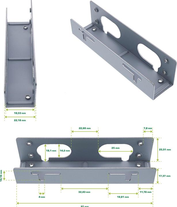 Produktbild Aquatuning Befestigung für HDD (Einbauwinkel) 3,5' auf 5,25'