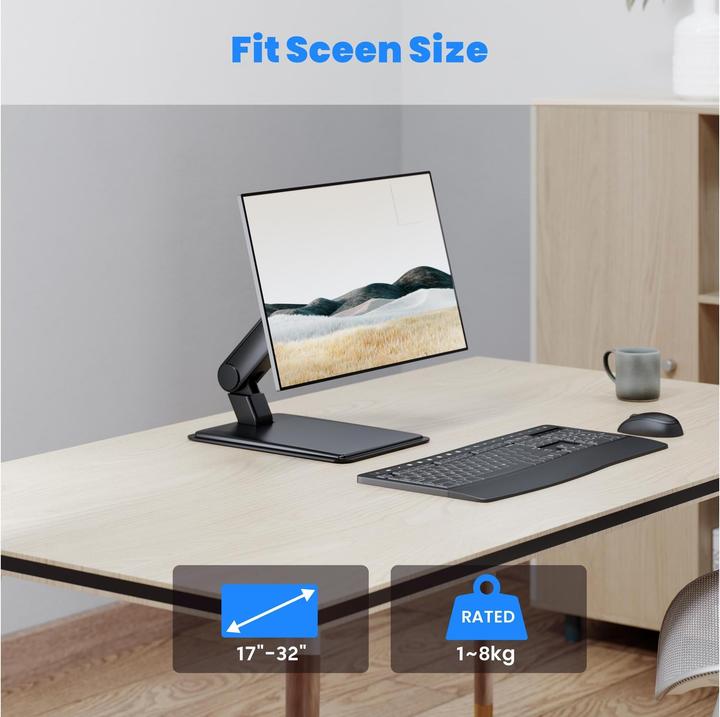 Image du produit PureMounts Tischhalterung PM-OFFICE-ST-20 bis 8 kg – Schwarz (Tables, 32", 8 kg)