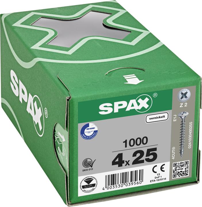 Actual product image Spax Multi-Lenticular Head With Brake Ribs Cross Slot Z2 Fully Threaded Nickel-Plated (1000 Screws per piece)