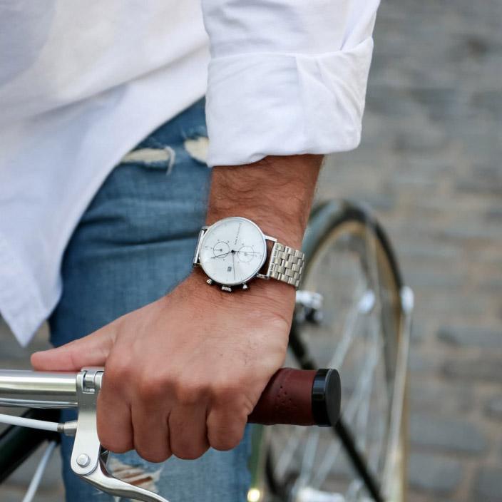 Image du produit Kapten & Son Chrono Silver Steel (Montre analogique, Swiss Made, 37 mm)