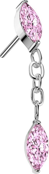 Actual product image Star Piercing Threadless silber Ovaler Kristall pink Anhänger Kette Ovaler Kristall pink (without brass, Titanium)